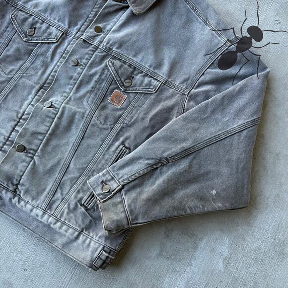 Vintage Y2K Carhartt FADED brown trucker work wear jacket - Picture 4 of 8